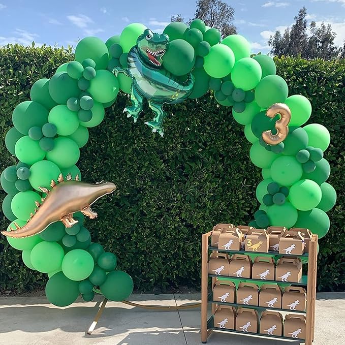 Voircoloria 105pcs Green Balloons 12inch Party Latex Balloons for Birthday Dinosaur Baby Shower St. Patrick's Day Summer Jungle Forest Safari Party Decorations