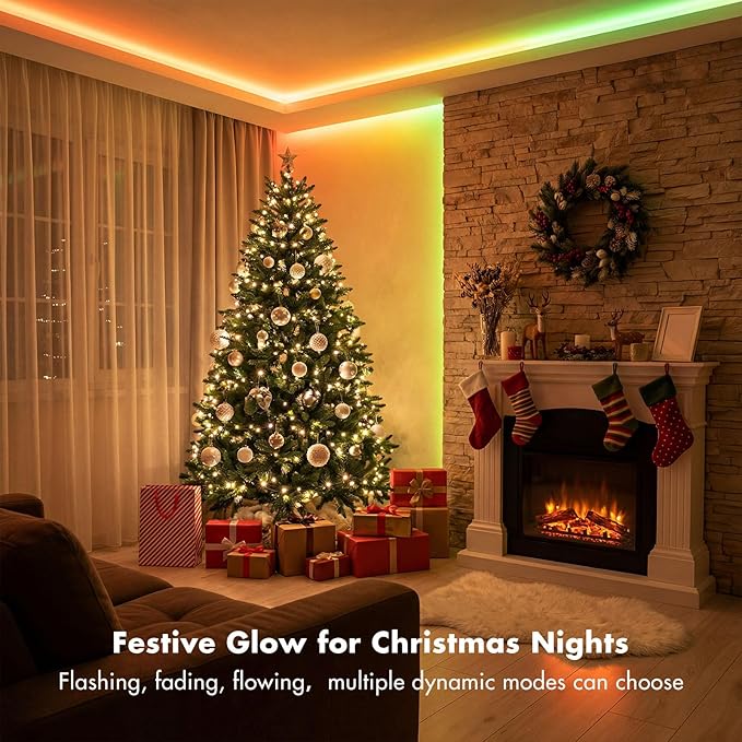 MFWW Smart IC RGB Strip Lights, 32.8FT LED Lights Multiple Colors on One Line, App+Remote Control, Timing, Multimodal, Music Sync, Color Changing Lights for Bedroom, Party Home Decor