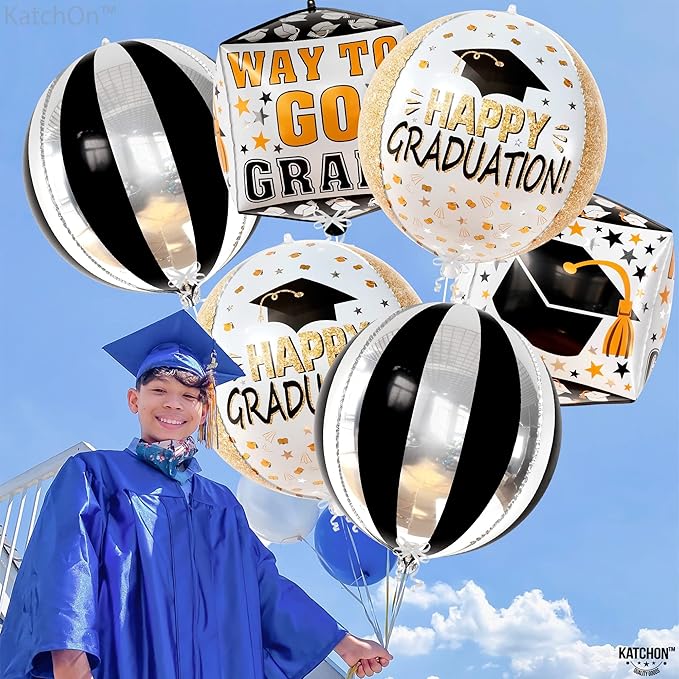 Graduation Decorations 2026 | XtraLarge Happy Graduation Balloons - Pack of 6, 22 Inch | Congrats Grad Balloon, Grad Party Decorations, Class of 2026, Graduation Foil Balloons, KatchOn