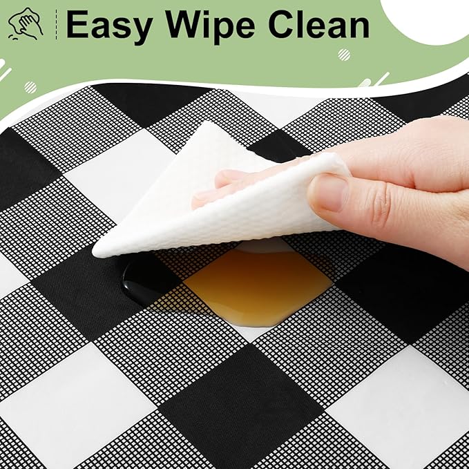 misaya 12 Packs Buffalo Disposable Table Cloth, 54 x 108 Inch Waterproof Plastic Tablecloth, Rectangle Black and White Checkered Table Covers for Picnic, Birthday, Party