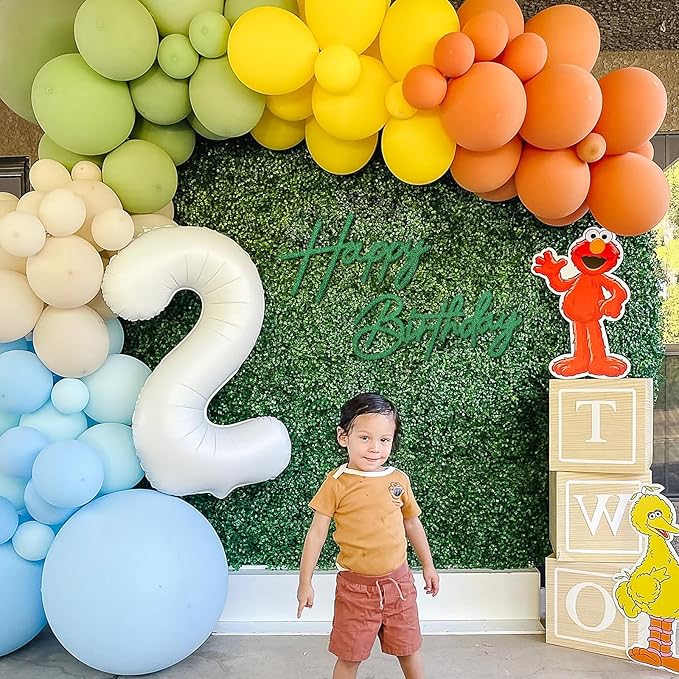 Happy Birthday Sign for Backdrop - Glitter Green Felt 'Happy Birthday' Letter Sign for Balloon Arch Backdrop Decorations