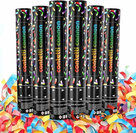 6 Pack Biodegradable Streamer Confetti Cannon,confetti Poppers, Confetti Shooter, Party Poppers for Celebration, Birthday, Graduation, New Year's Eve Party
