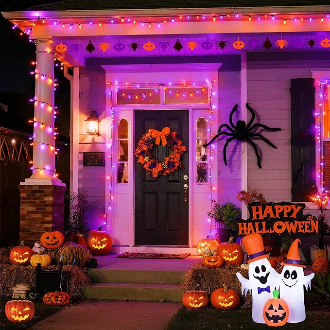 JMEXSUSS 500 LED Orange and Purple Halloween Lights, 173ft Halloween String Lights Outdoor Waterproof, 8 Modes Christmas Tree Light Plug in for Party House Indoor Decor