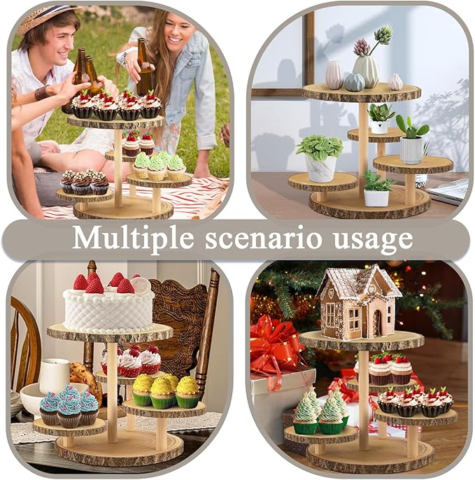 Rustic 4-Tier Wooden Cupcake Stand for 50 Cupcakes - Elegant Dessert Display for Parties, Weddings, Birthdays & More