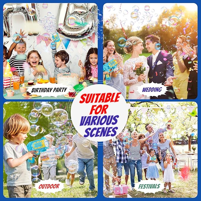 Toys for 3+ Year Old Boys Girls: 2 Pack Bubble Gun Machine with Bubble Solution, Kids Toys for Ages 3-5 4-6 5-7, Outdoor Outside Toy for Kids Ages 4-8, Gifts for 3 4 5 6 7 8 Year Old Boys Birthday