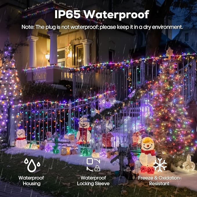 600 LED Christmas Lights, 246FT Outdoor Waterproof String Lights with Remote, Timer & Memory Function & 8 Modes, Twinkle Lights Plug in for Christmas Tree, Patio, Outside. Multicolor