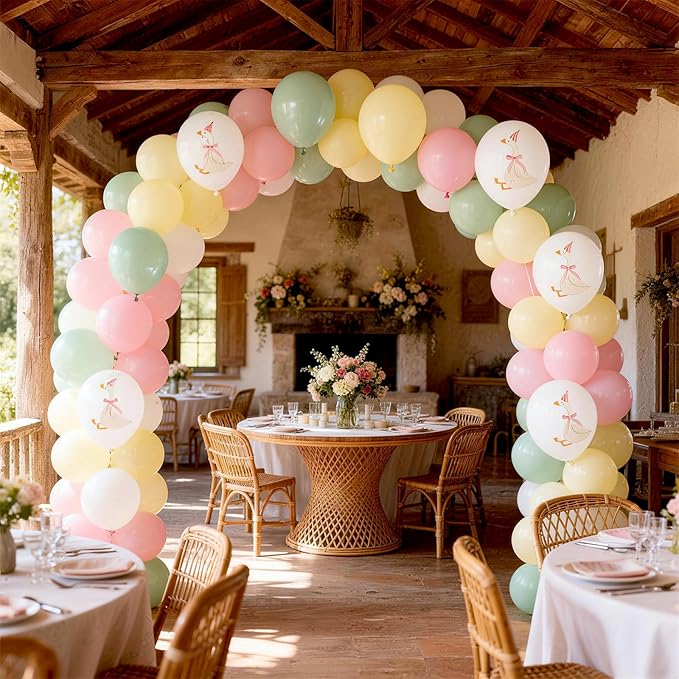 Goose Balloons Set, Pastel Pink Sage Dusty Green Light Yellow White Latex Balloons, 12 Inch Pink Green Yellow Funny Balloon for Kids One Silly Goose Birthday Party Decorations Baby Shower Farm Decor