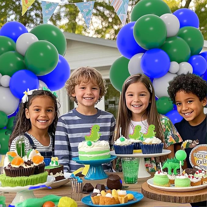Blue Green Balloon Garland Arch Kit - Dark Green Blue Balloon Arch Dark Green Balloons Gray Balloons for Earth Golf Jungle Safari Birthday Wedding Baby Shower Graduation Party Decorations