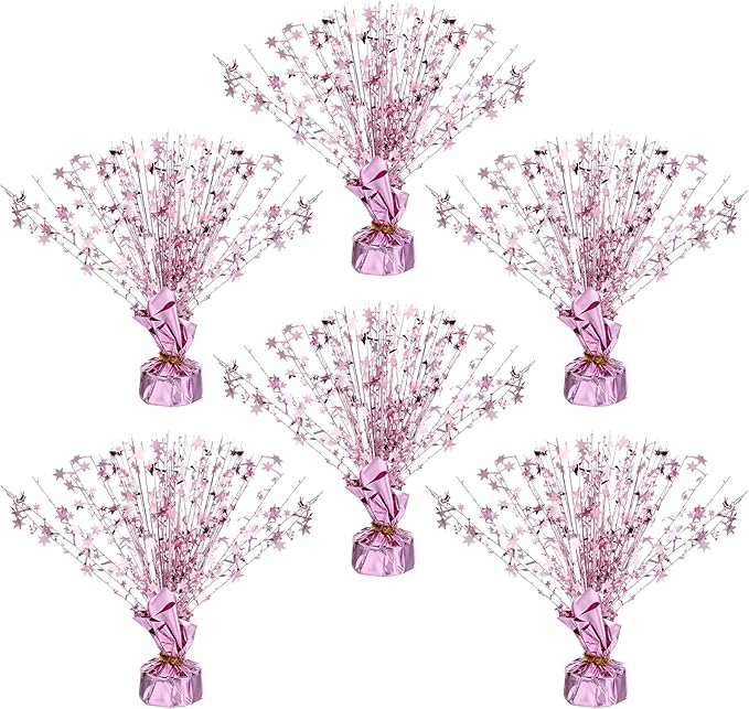 Crowye 6 Pcs Metallic Foil Spray Centerpiece Christmas Party Star Fall Table Decoration Table Decor for Birthday Party Season Holiday(Light Purple,Small Star)