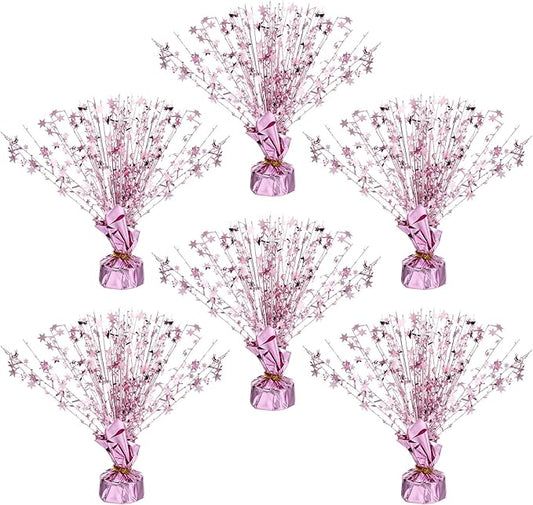 Crowye 6 Pcs Metallic Foil Spray Centerpiece Christmas Party Star Fall Table Decoration Table Decor for Birthday Party Season Holiday(Light Purple,Small Star)