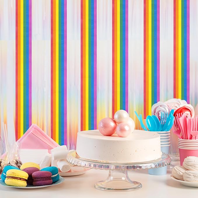 8 Rolls Crepe Paper Streamers, Rainbow Streamers Party Decorations for Birthday Baby Shower Bridal Shower Wedding Party Easter St Patrick's Day Pride Month