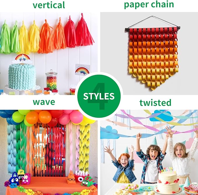 6 Rolls 738ft Crepe Paper Streamers, 6 Macaron Colors Party Streamers for Party Backdrop Craft Tissue Paper Decorations Wedding Birthday Graduation Decor DIY Supplies - 2.2 Inch x 123 Ft/Roll
