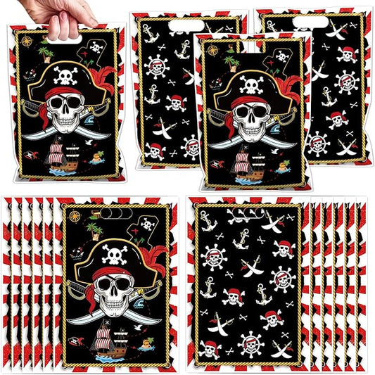 Falueqg Pirate Party Favor Bags - 50 Pcs Pirate Theme Goodie Candy Gift Bags Nautical Themed Party Supplies for Treasure Map Themed Birthday Decor