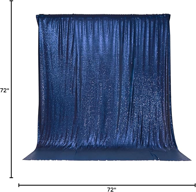 PartyDelight Navy Blue Sequin Backdrop 6x6ft - High Density 3mm Shimmer Sequin Background for Independence Day, July 4th, Birthday & Live Decor, 4-Inch Rod Pocket