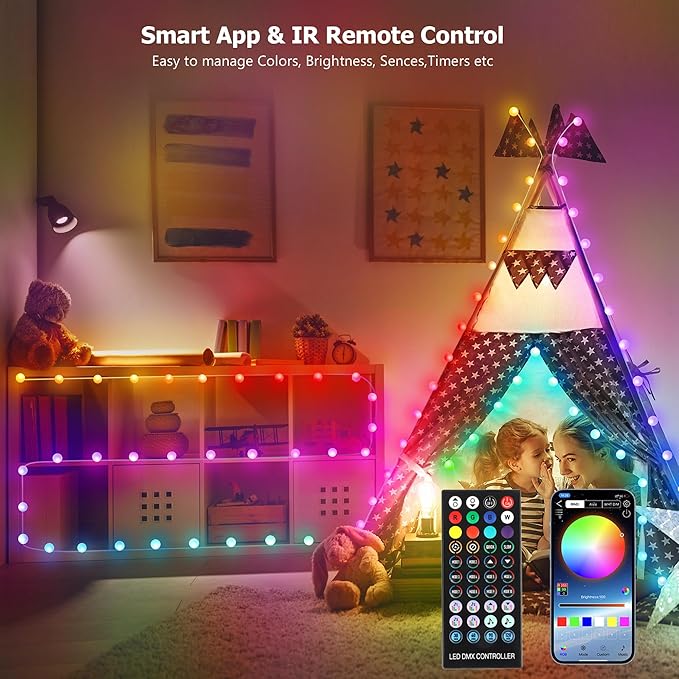 33ft Heart String Lights Valentines Day Decorations, 66 LED RGB Color Changing String Fairy Lights, 200+ Scene Modes for Christmas Valentines Day Decor Bedroom Backdrop Indoor Outdoor