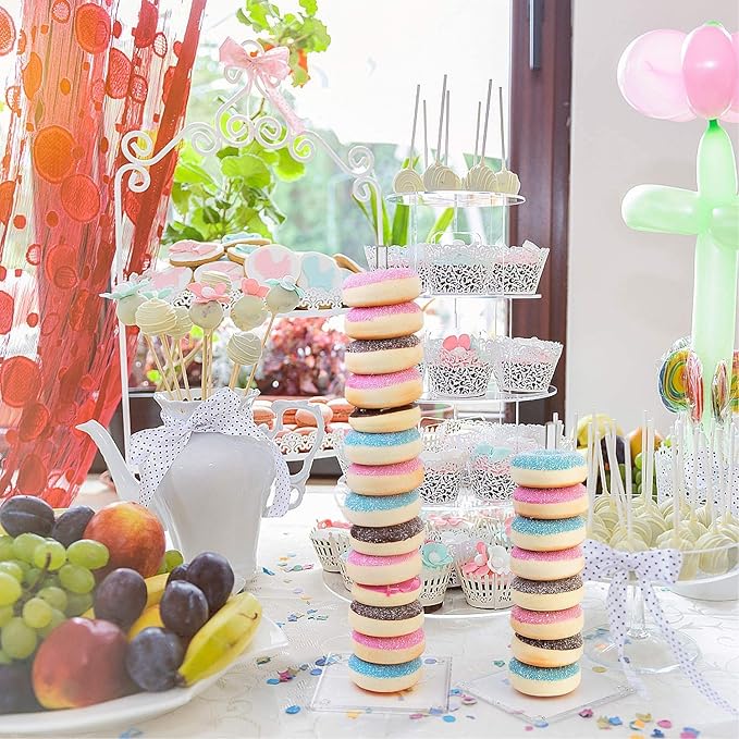 Acrylic Donut Stands, 6 Pack Clear Donuts Display Stand, Doughnuts Tower Holder for Dessert Table, Bagel Holders for Wedding Birthday Treat Parties, Class Reunion, Children's Birthday Party,