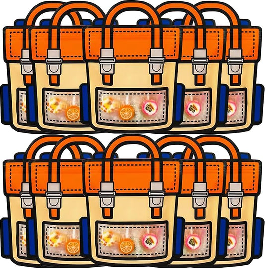 Muitcdo 30 PCS Orange Party Favor Bags for Kids, Children Goodie Bags with Stand-up Bottom, Grip Seal Bulk Gift Bag, Students Treat Bag, Cute Snack Candy Bags for Birthday, Back to School, Classroom