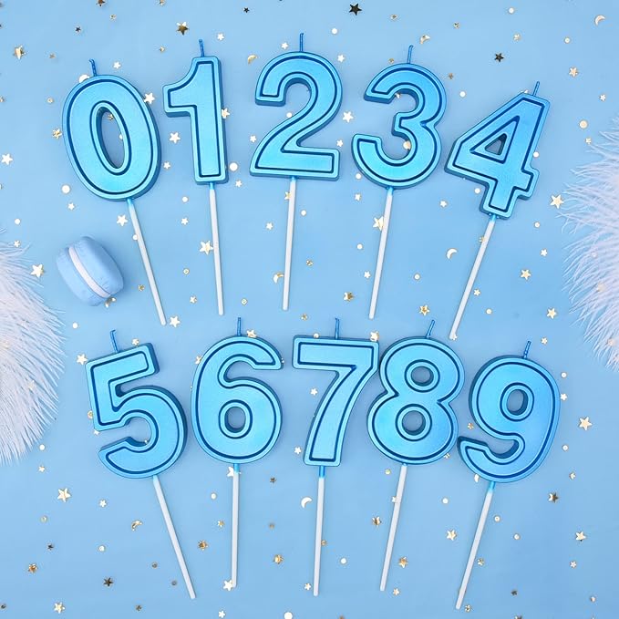 PHD CAKE 2.76 Inch Luxe Blue 8 Number Birthday Candles, Blue Number Candles, Cake Number Candles, Party Celebration