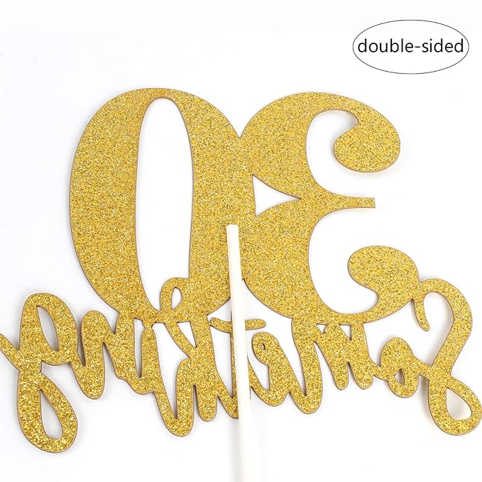 30 Someting Cake Topper, Happy 30th Birthday Sign,Dirty 30 Cake Topper,Hello 30 Party Decorations (Double Sided Gold Glitter)