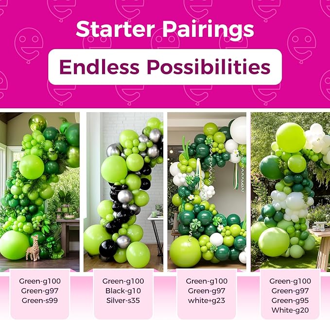 Bezente Lime Green Latex Party Balloons - 150 Pack 5 inch Matte Green Balloons Small Light Green Balloons for Birthday Bridal Shower Dinosaur Jungle Party Decoration