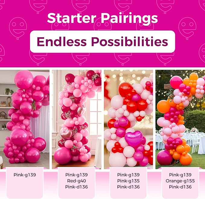 Bezente Hot Pink Latex Party Balloons - 150 Pack 5 inch Matte Small Pink Helium Balloons for Wedding Bridal Shower Valentine's Day Birthday Party Backdrop Decorations