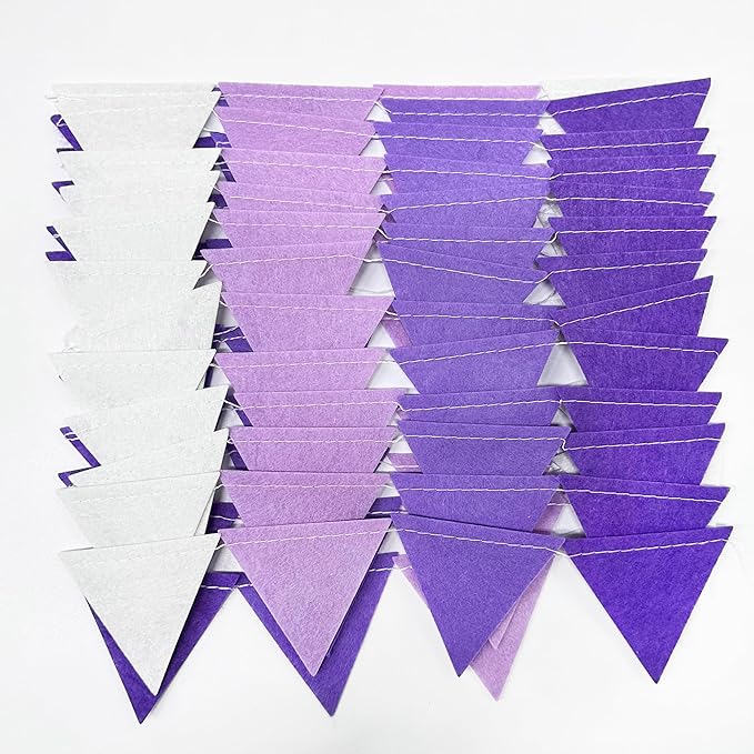 Purple Party Decorations Ombre Lavender Felt Hanging Triangle Mini Bunting Pennant Banner Flag for Birthday Wedding Baby Shower Bridal Shower Engagement Lilac Violet Party Classroom Nursery Decor