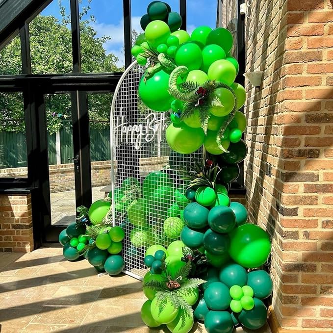 Green Balloons Set, 65pcs 12in Dark Light Green Balloons, Green Confetti Latex Party Balloon for St. Patrick's Day Jungle Forest Themed Birthday Decorations