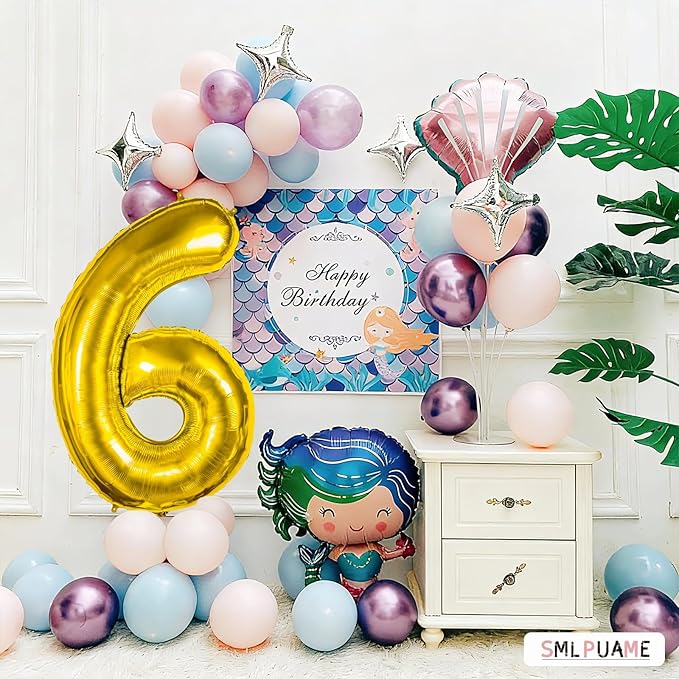 40 inch Number Balloon 0-9 Gold Large Number 6 Balloons,Digital Balloons for Birthday Party Celebration Decorations Supplies, Helium Foil Number Balloons for Wedding Anniversary