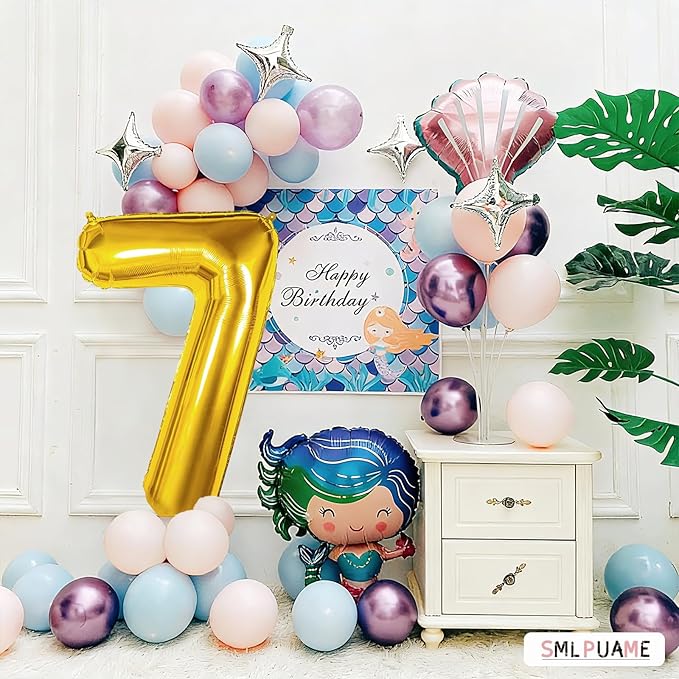 40 inch Number Balloon 0-9 Gold Large Number 7 Balloons,Digital Balloons for Birthday Party Celebration Decorations Supplies, Helium Foil Number Balloons for Wedding Anniversary