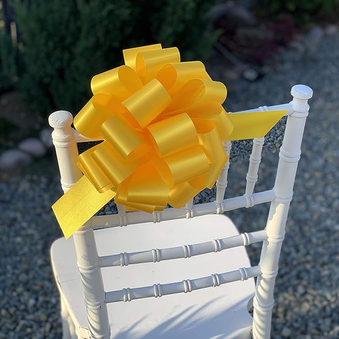 Large Yellow Ribbon Pull Bows - 9" Wide, Set of 6, Memorial Day, 4th of July, America 250 Anniversary, Support Our Troops, Summer, Gift Bows, Presents, Gift Basket, Veterans Day, Cancer Awareness