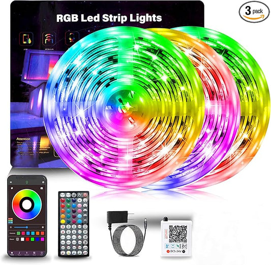 NBBUFF LED Lights for Bedroom 297FT, RGB LED Strip Lights Music Sync, Led Light Strip with Remote & App Control, DIY Color Changing Led Lights for Room Decor Aesthetic and Party (3 Rolls of 99ft)