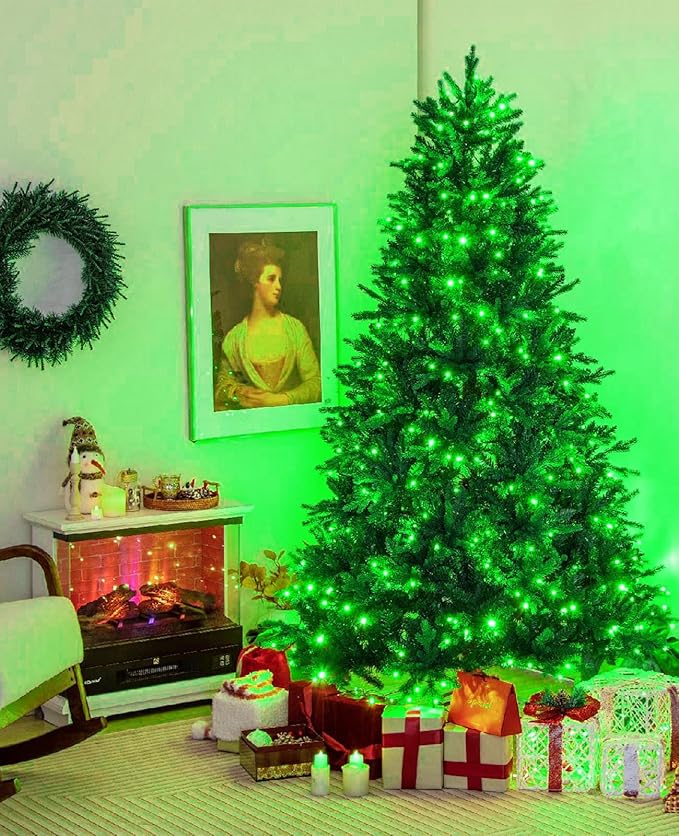 197FT 600 LED Christmas Lights Outdoor, Plug in Green Christmas Tree Lights with 8 Modes & Waterproof, Connectable Green Wire String Lights for Outside Indoor House Garden Yard Party Holiday Decor