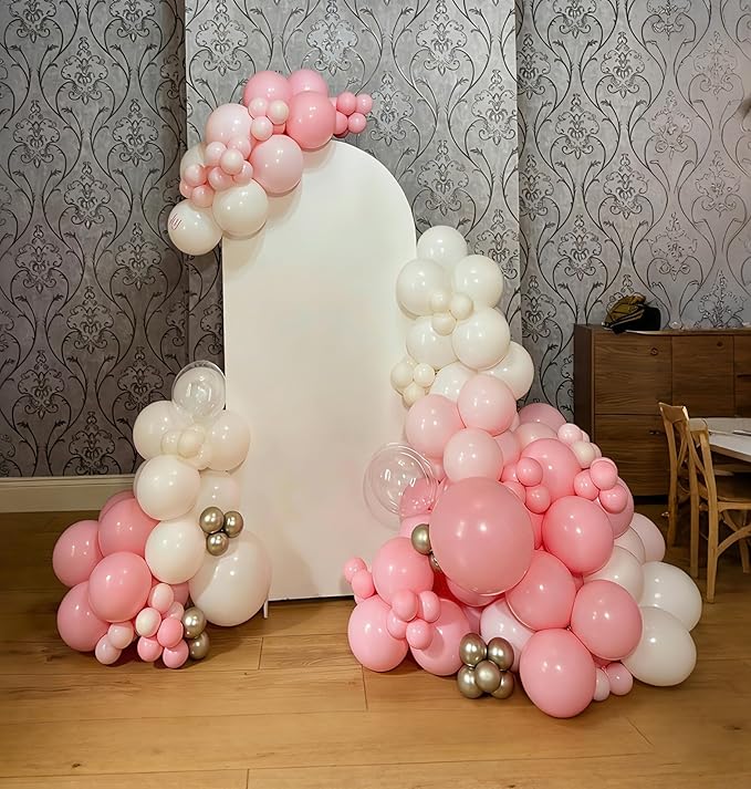 Lukiituke Light Pink Balloon Arch Kit, 134Pcs Pink and White Balloons, Light Pink Balloons with 4 Sizes for Wedding Bridal Baby Shower Birthday Party Decorations