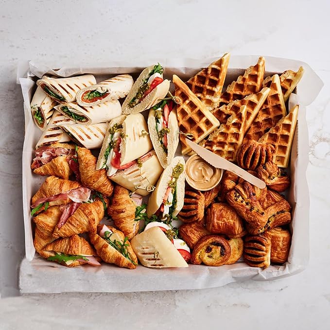 Frcctre 30 Pack 13" L X 9" W X 3" H Disposable Cardboard Serving Trays, Large White Paper Cardboard Serving Platters Food Trays for Snacks, Fruits, Cookies, Desserts, Appetizers, Veggies