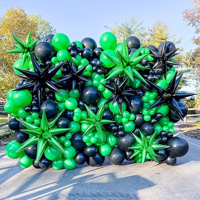 Voircoloria 105pcs Green Balloons 12inch Party Latex Balloons for Birthday Dinosaur Baby Shower St. Patrick's Day Summer Jungle Forest Safari Party Decorations