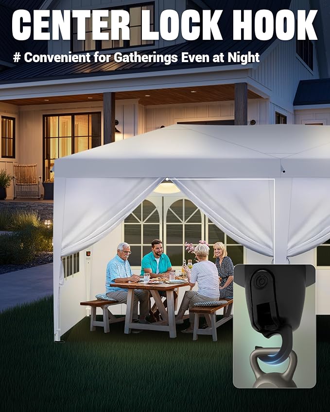 Acepic 10x20 Pop Up Canopy Tent with 6 Removable Sidewalls, One-Push Center Lock Design, Commercial Grade Waterproof Party Gazebo, UV Protection Outdoor Event Shelter with Church Windows, White