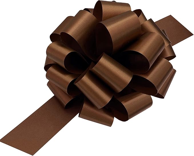 Large Chocolate Brown Pull Bows - 9" Wide, Set of 6, Fall Decor, Wreath Decoration Ribbons, Thanksgiving, Autumn, Christmas Presents, Gift Basket, Halloween, Fundraiser, Decoration, Classroom, Office