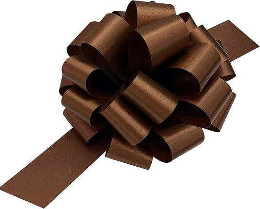 Large Chocolate Brown Pull Bows - 9" Wide, Set of 6, Fall Decor, Wreath Decoration Ribbons, Thanksgiving, Autumn, Christmas Presents, Gift Basket, Halloween, Fundraiser, Decoration, Classroom, Office