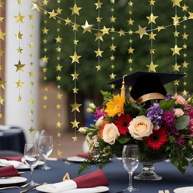Cheerland 157ft Gold Star Garland Banner 2026 Graduation Decor Star Hanging Banner Twinkle Sparkle Backdrop for Prom Decoration Birthday Party Classroom Wedding Supplies Galaxy (Gold)