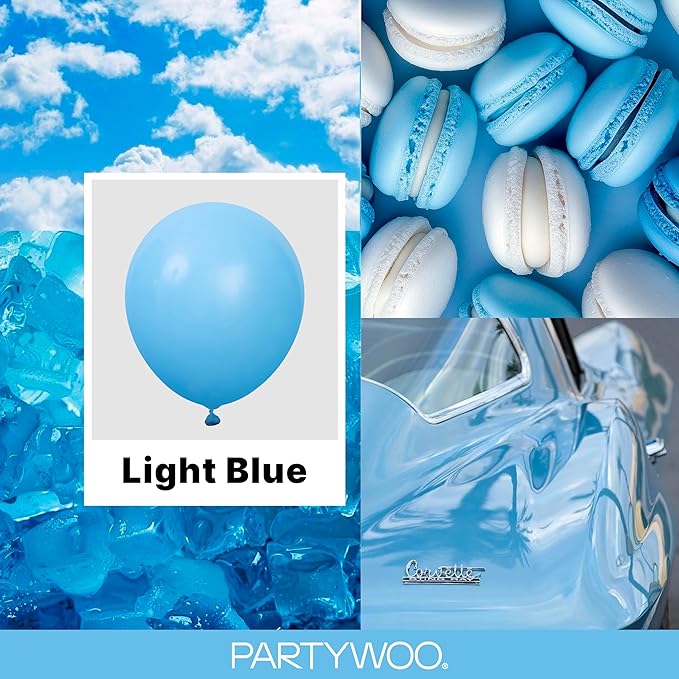 PartyWoo Light Blue Balloons 152pcs Different Sizes Pack of 18 12 10 5 Inch Baby Pastel Blue Balloon Arch Kit for Baby Shower Gender Reveal Graduation Mermaid Birthday Pool Party Decorations Blue-Y20
