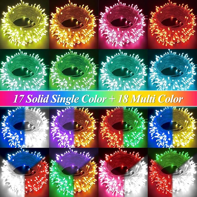 LitHome 99Ft 300 LED Color Changing Christmas String Lights, 35 Colors 9 Modes RGB Christmas Lights with Remote Timer, Dimmable Led String Light Outdoor Plug in, Xmas Tree Light for Indoor Party Decor