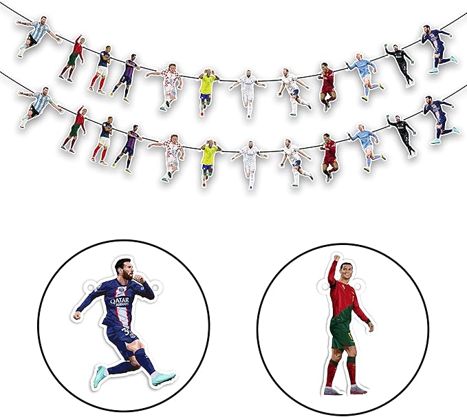 Soccer Football Garland Decoration – Themed Party Banner for Birthday Celebrations, Sports Parties, Decorative Garland for Dessert Tables, Room Décor, Photo Displays, and Special Occasions