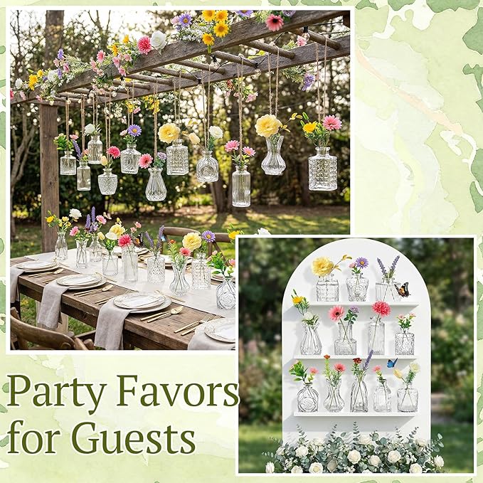 36 Pcs Artificial Flowers Table Centerpiece with Vases Spring Colorful Wildflower Centerpieces Silk Flower Arrangement for Wedding Baby Shower Table Centerpieces Party(Fresh Color)