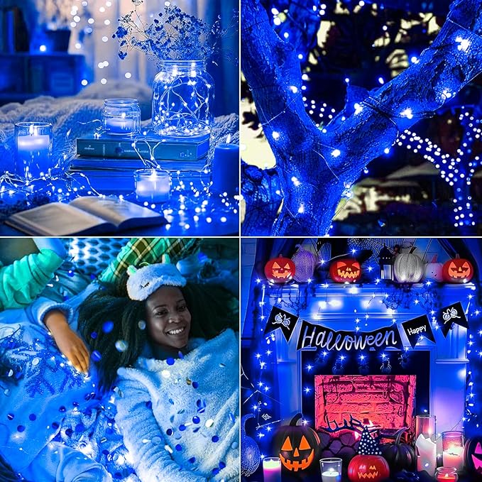 8Pack Fairy Lights Battery Operated, 7ft 20 LED 3 Modes Speed Twinkle Mini String Lights Waterproof Silver Wire Firefly Starry Lights for Mason Jars Wedding Party Christmas Decorations