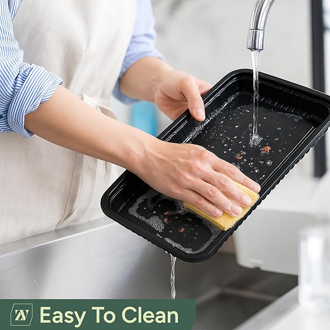 Zuvo Catering Trays with Lids 5 Pack - 13 Inch Reusable Serving Platters for Sandwiches, Cookies & Party Food - Stackable Plastic Food Trays with Clear Dome Lids for Buffets, Events & Catering