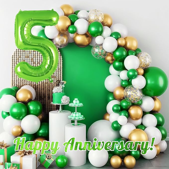 Green Number 5 Balloon 40 Inch, Big Large Foil Helium Number Balloons, Jumbo Giant Mylar Number 5 Balloons for 5 Year Old Birthday Party Decorations Supplies Anniversary Celebration