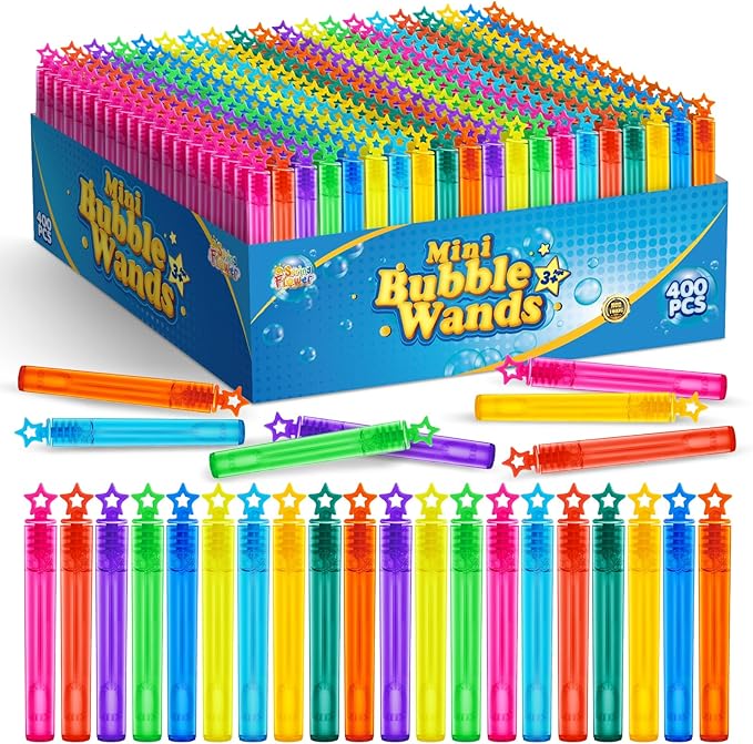 SpringFlower 400 PCS Mini Bubble Wand, Bubble Bulk for Kids, Party Favor Supply, Themed Birthday, Summer Outdoor Activities, Bubble Maker Mini Bubble Wand 10 Colors