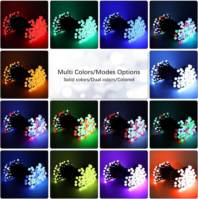 ODEETRONIC Christmas Lights - 98Ft 300 LED Color Changing Christmas Lights, 100+ Mode RGB Berry String Light with Timer, Remote Warm White Fairy Light for Indoor Outdoor Xmas Party Decor, Green Wire