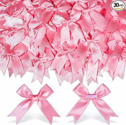 YGDZ Pink Bows, Satin Self Adhesive Pink Ribbon Bows for Crafts, Baby Pink Bow with Double-Sided Tape, Small Bows for Gift Wrapping, Wedding Decor, Party Favors