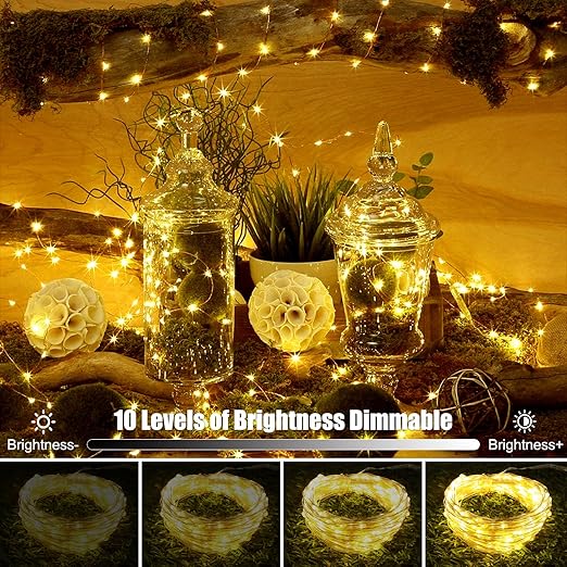 4 Pack Fairy Lights Battery Operated with Remote, 33FT 100LED Waterproof Twinkle String Lights with Timer & 8 Modes,for Indoor Outdoor Patio Garden Wedding Party Christmas Decor-Warm White